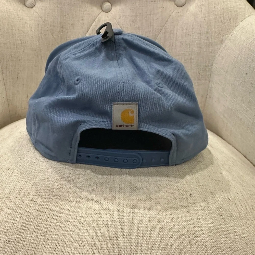 Carhartt Canvas Mountain Patch Snapback Hat Cap Adjustable Blue Outdoors New